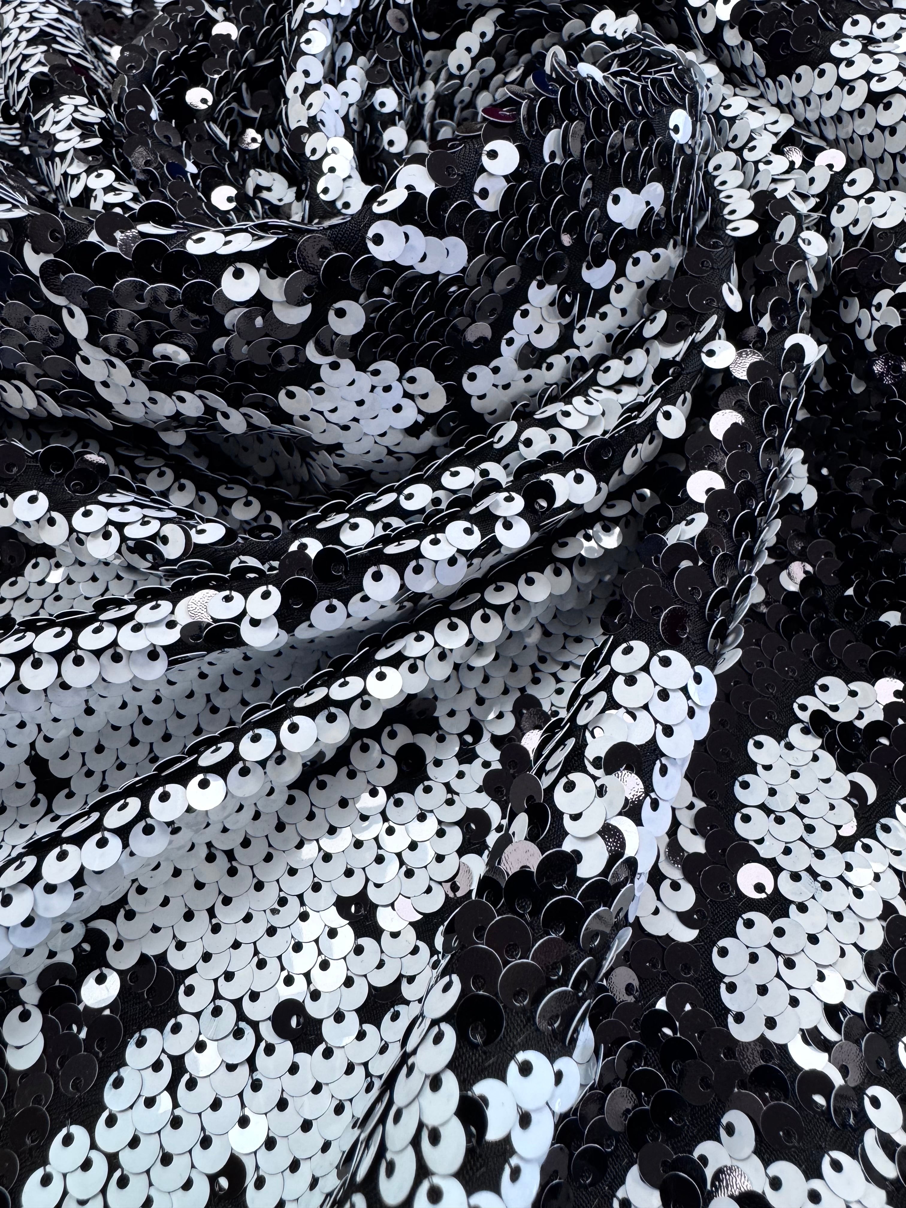 Paiete reversibile pe tull elastic, Alb cu Negru