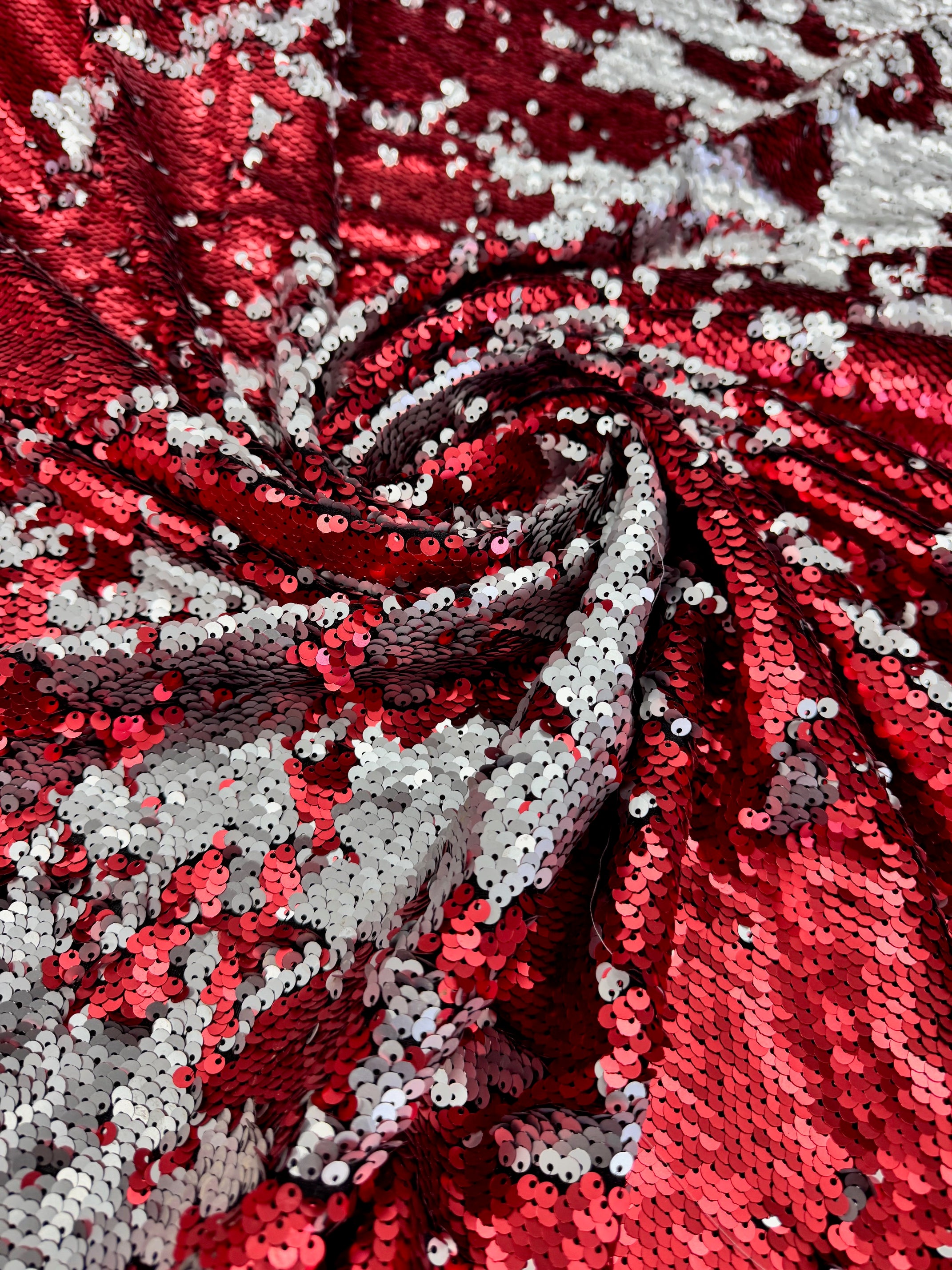 Paiete reversibile pe tull elastic, Rosu cu Alb