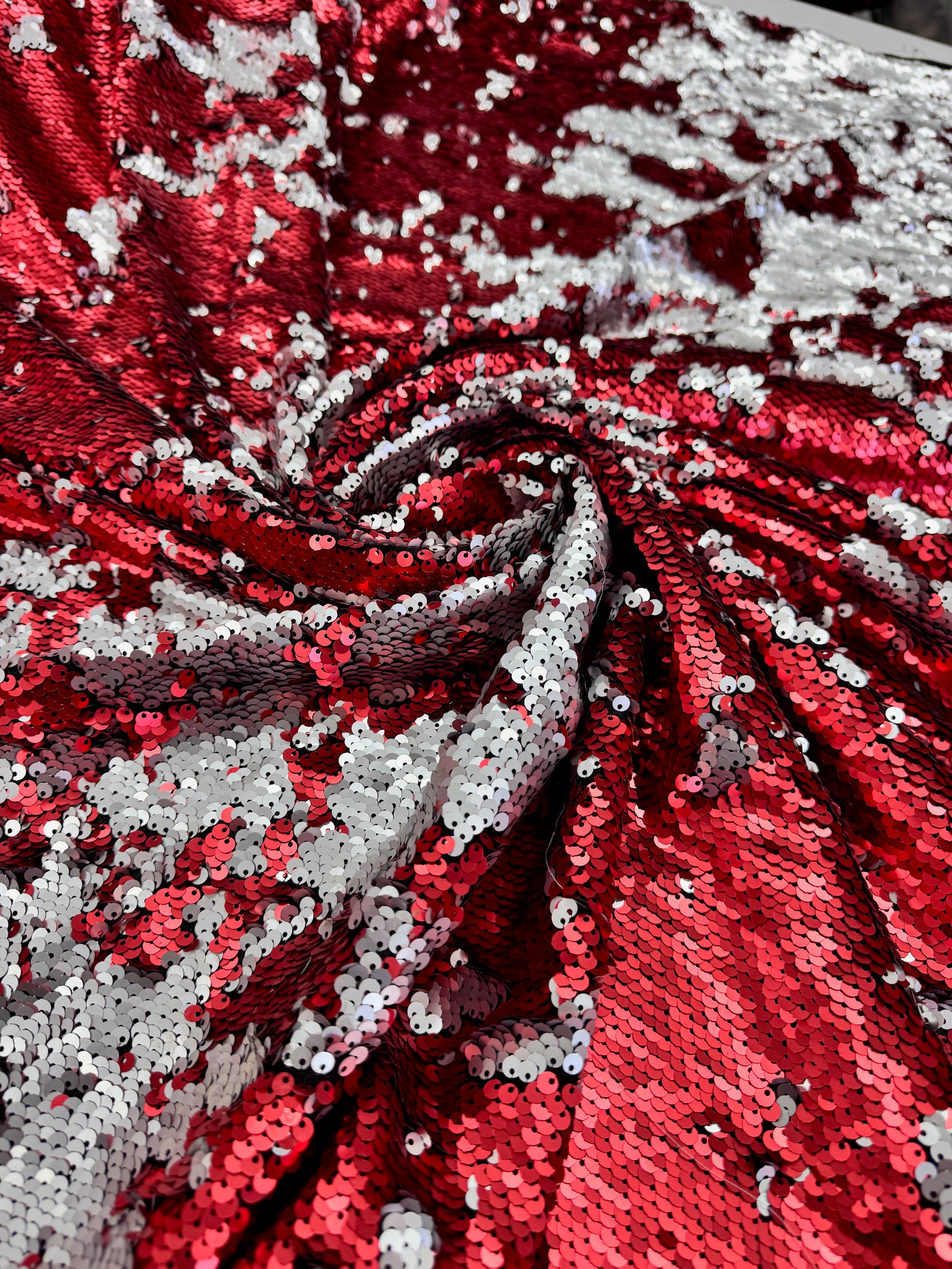 Paiete reversibile pe tull elastic, Rosu cu Alb