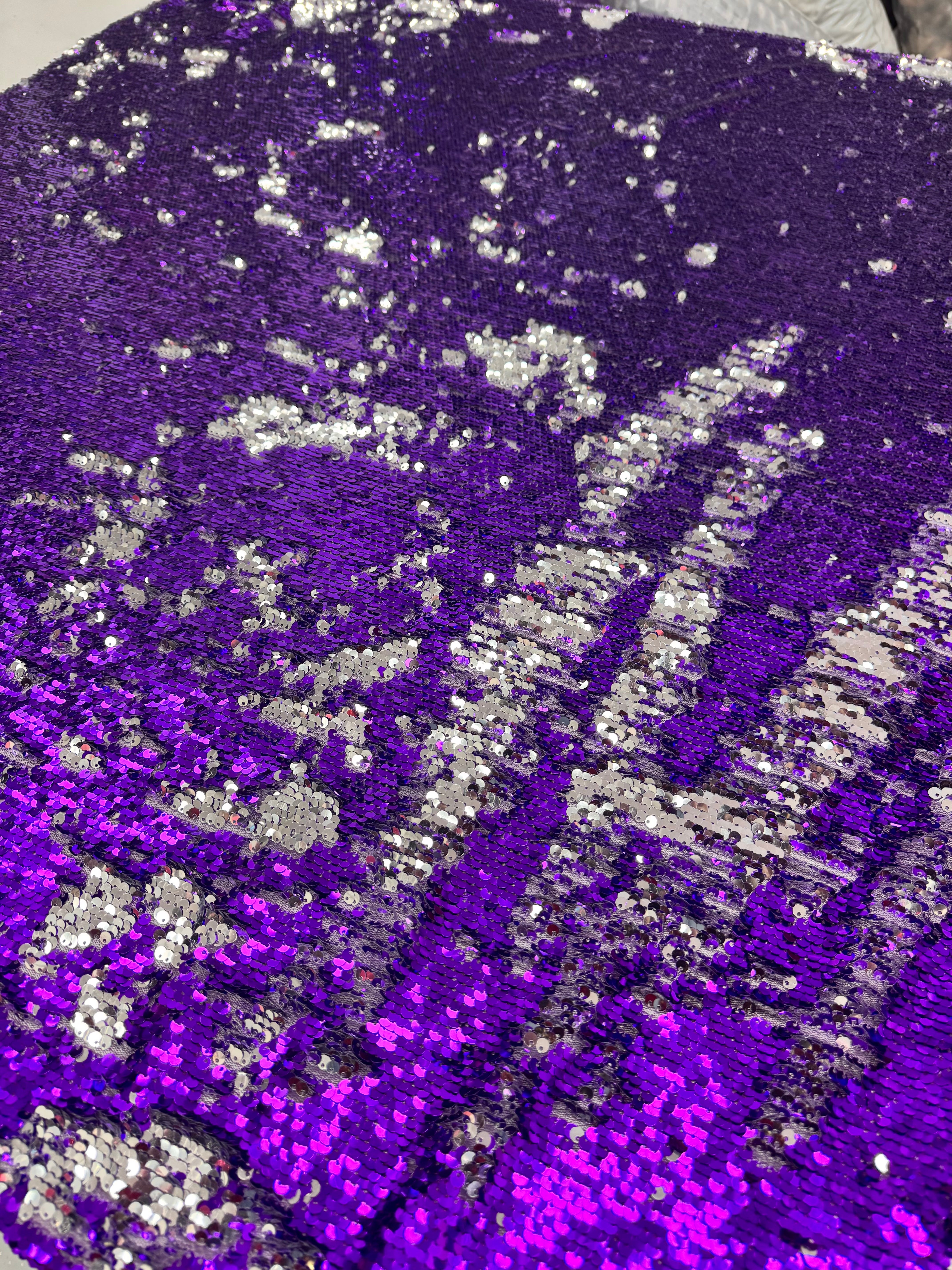 Paiete reversibile pe tull elastic, Mov cu Argintiu