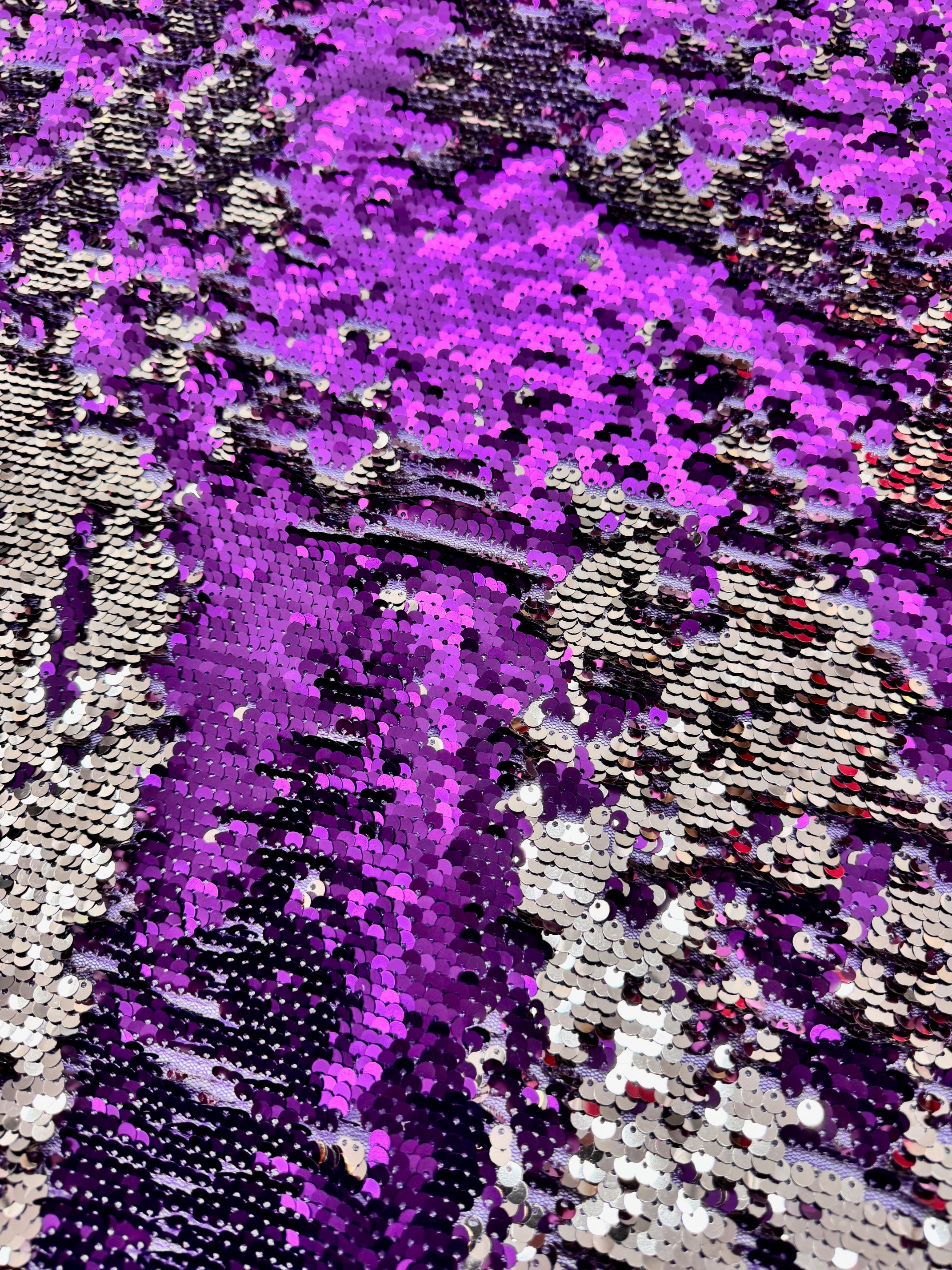 Paiete reversibile pe tull elastic, Magenta cu Argintiu