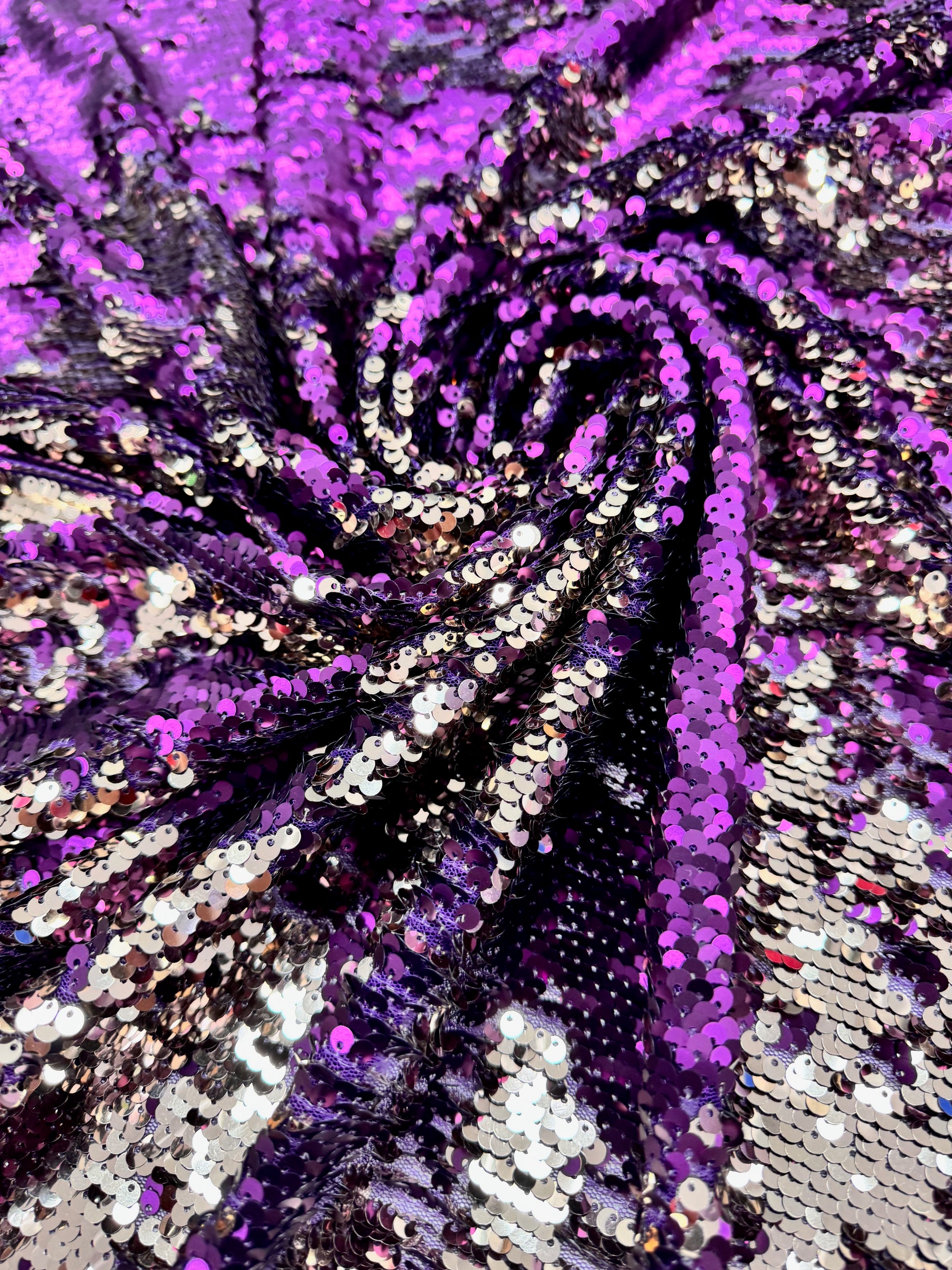 Paiete reversibile pe tull elastic, Magenta cu Argintiu