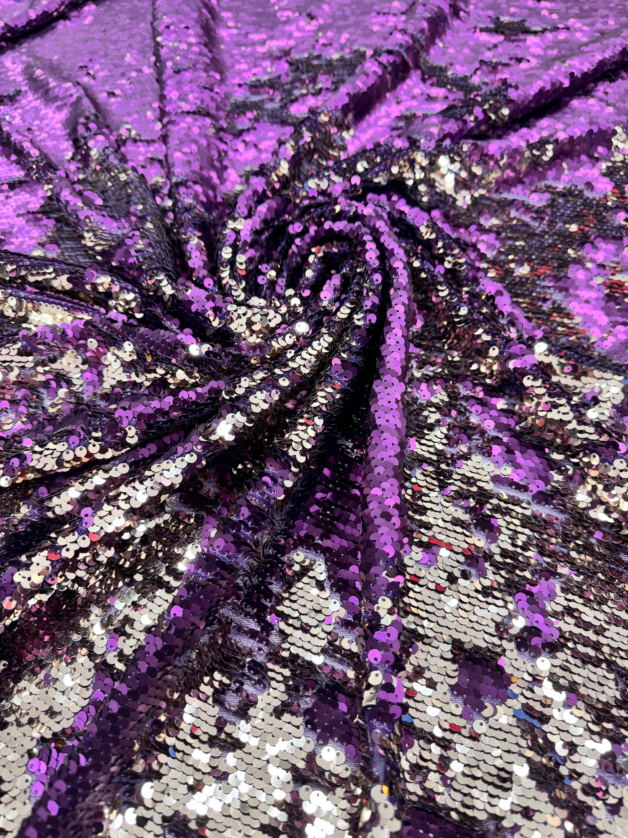 Paiete reversibile pe tull elastic, Magenta cu Argintiu