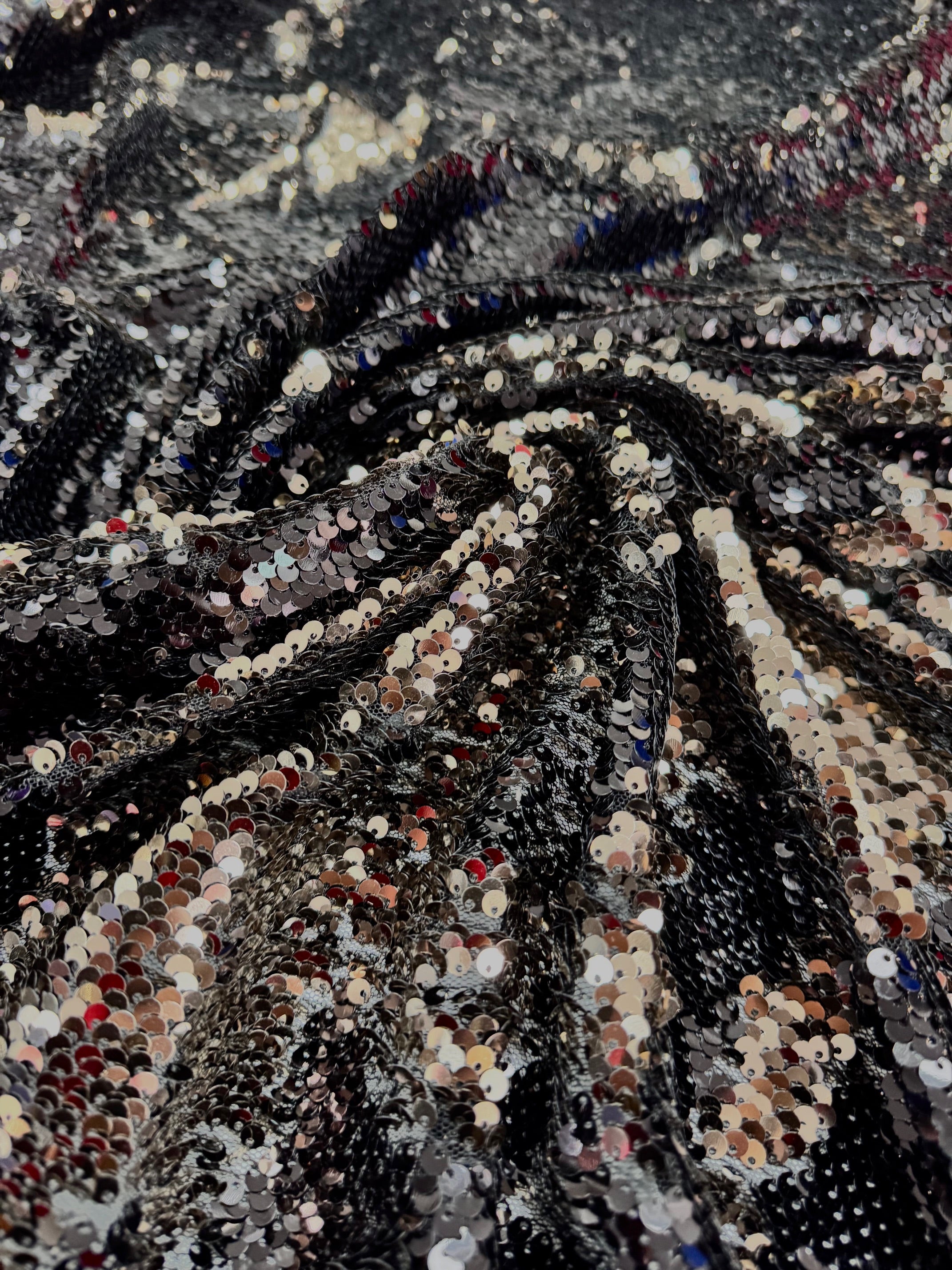 Paiete reversibile pe tull elastic, Negru cu Auriu