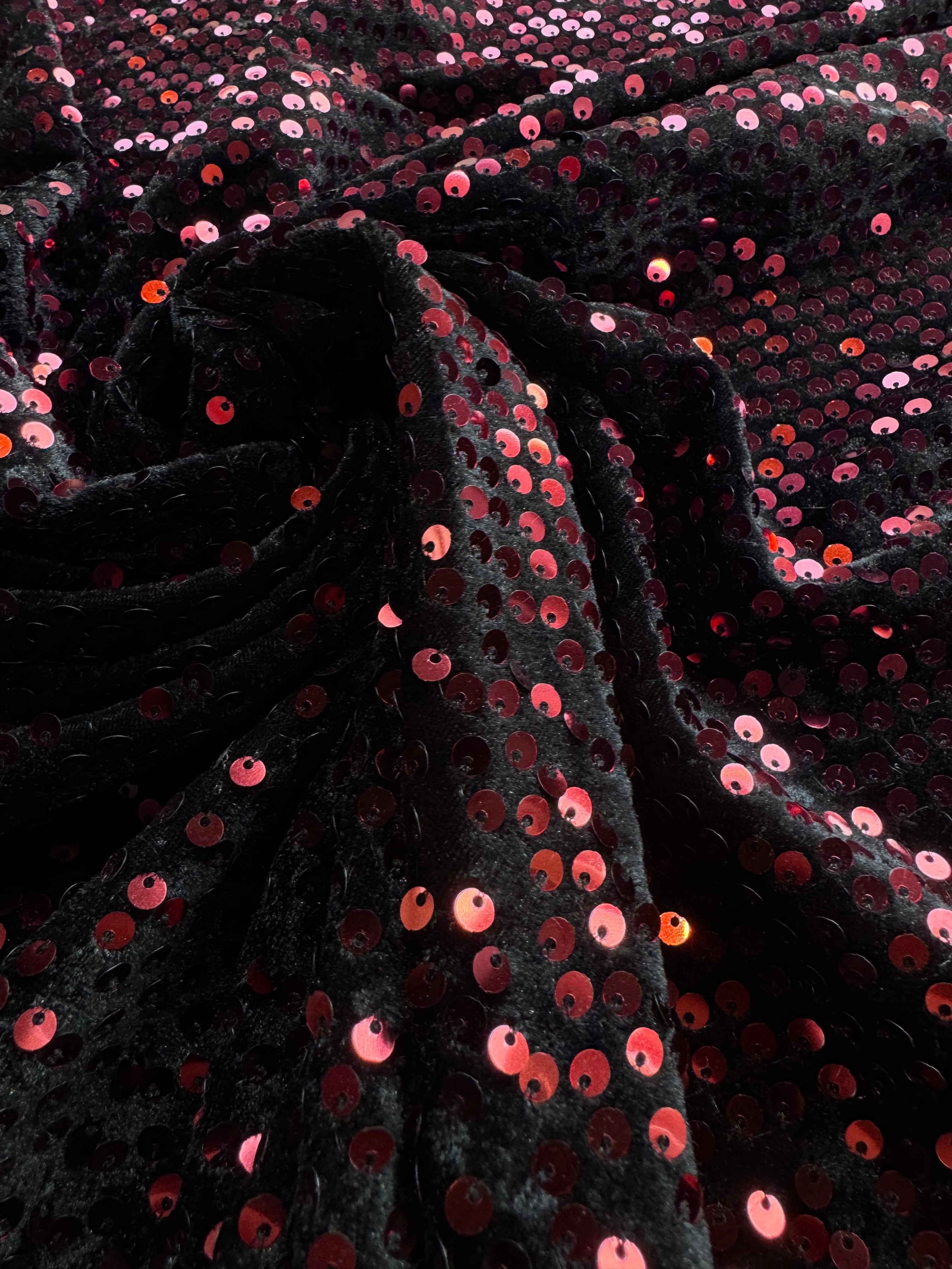 Catifea elastica cu paiete, Negru cu Grena