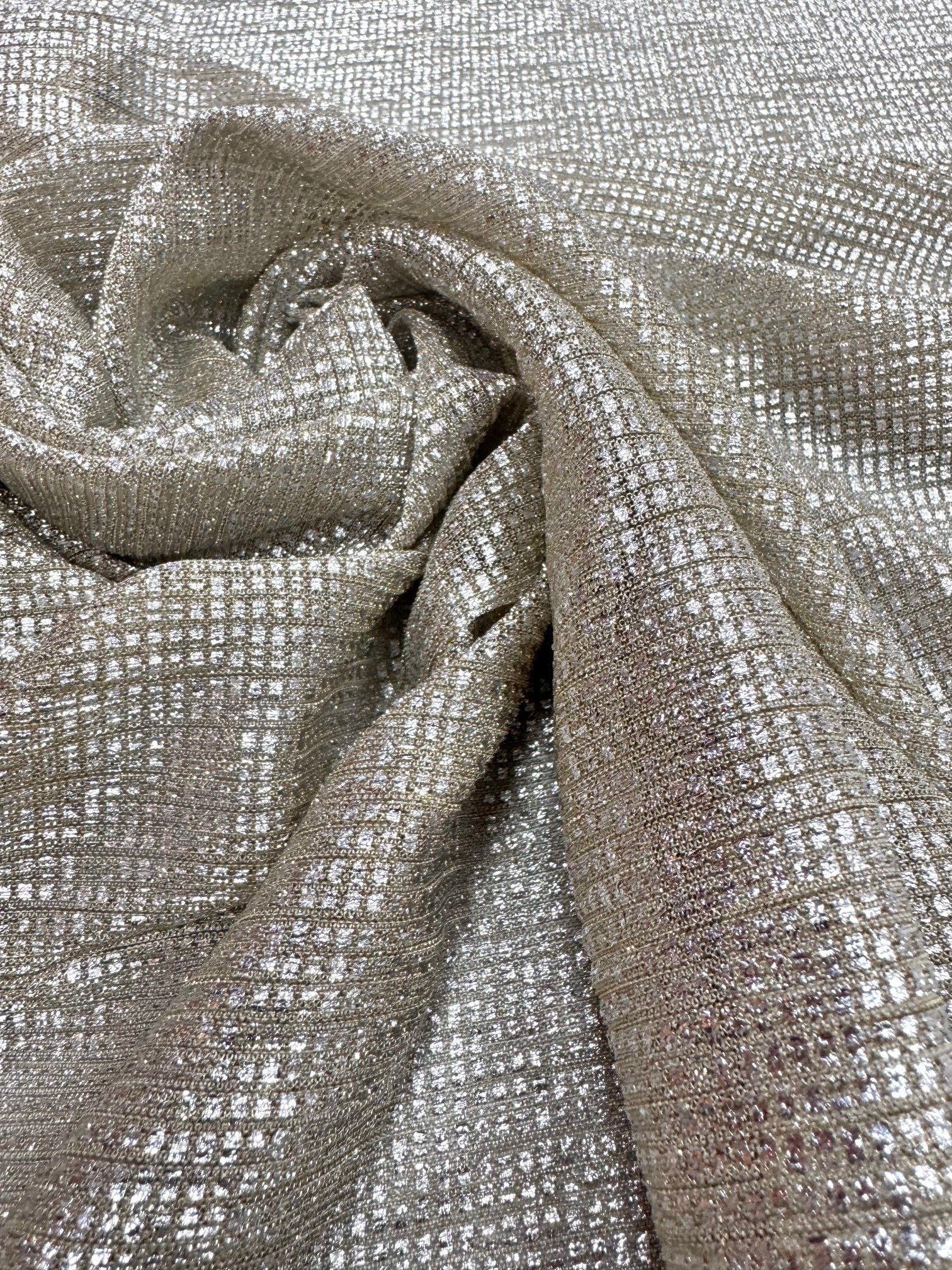 Lurex crem cu argintiu